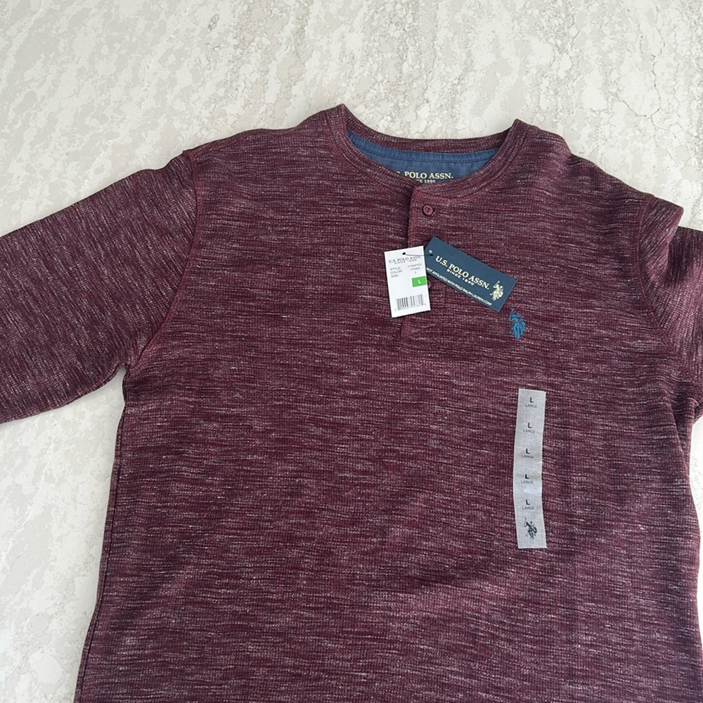 Polo assoc long sleeve sweater 3 button round neck
